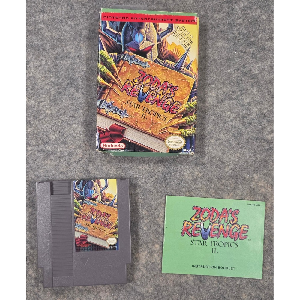 Zoda's Revenge Star Tropics II Nintendo NES Game CIB Box Manual NES-6C-USA